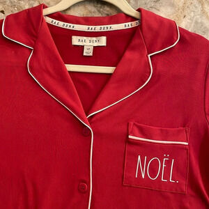 Rae Dunn NOEL Red Christmas Button Down Pajama Set